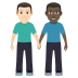 👨🏻‍🤝‍👨🏿 men holding hands: light skin tone, dark skin tone display on JoyPixels